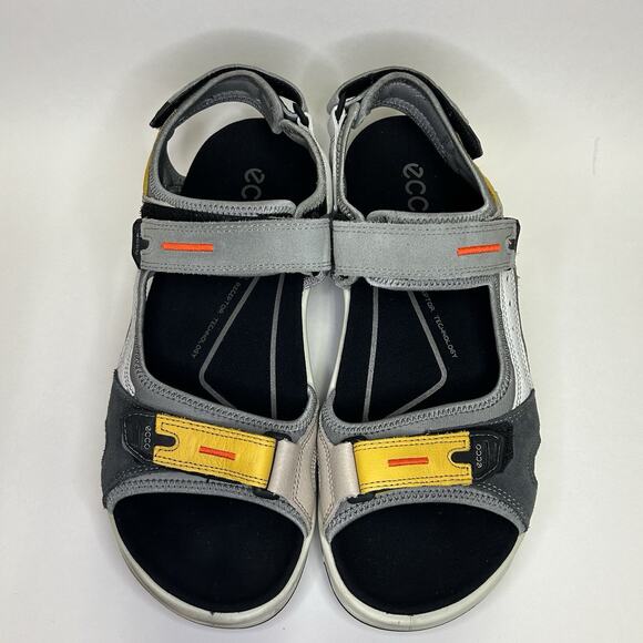 Ecco Offroad Yucatan Mens 11 Sandals Yellow Gray Hiking Sports Comfort Support